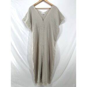 Oversized Linen Caftan Dress M Minimalist Lagenlook Boho Quiet Luxury Resort USA